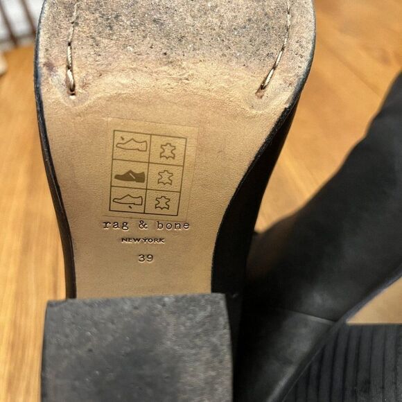 Rag & Bone Boots Newbury Ankle Booties Heels Black Leather Size 39 (8.5-9) - Picture 7 of 9